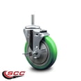 thumbnail image 2 of 5 Inch Green Poly Wheel Swivel 5/8 Inch Threaded Stem Caster with Brake, 2 of 2