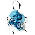 thumbnail image 1 of Sports Apron Concept of Sportsman Cycling on Grungy Background with Color Splashes, Unisex Kitchen Bib Apron with Adjustable Neck for Cooking Baking Gardening, Blue Aqua Pale Green, by Ambesonne, 1 of 3