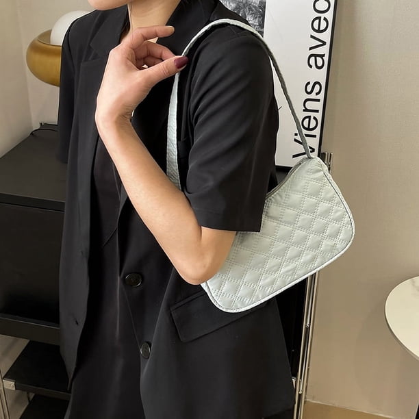 Bolso de hombro con hilo bordado de rombos Ins para mujer, Bolso acolchado coreano (verde)