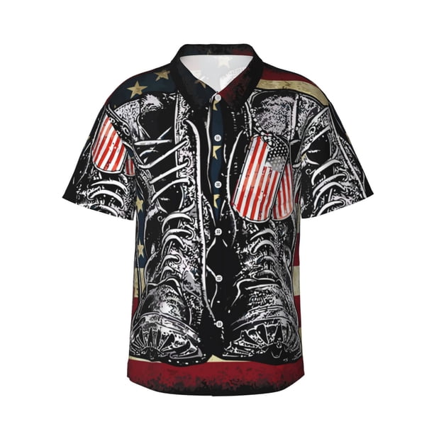 Fotbe Veterans Day1 Camisa Hawaiana para Hombre Unisex – Camisa Casual de Verano con Botones de Manga Corta de Algodón y Lino,X-Large
