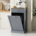 thumbnail image 4 of HARIPUL Single Tilt Out Trash Cabinet for 13 Gallon Waste Bin, Free Standing Kitchen Trash Can Cabinet with Drawers, Blue, 4 of 7