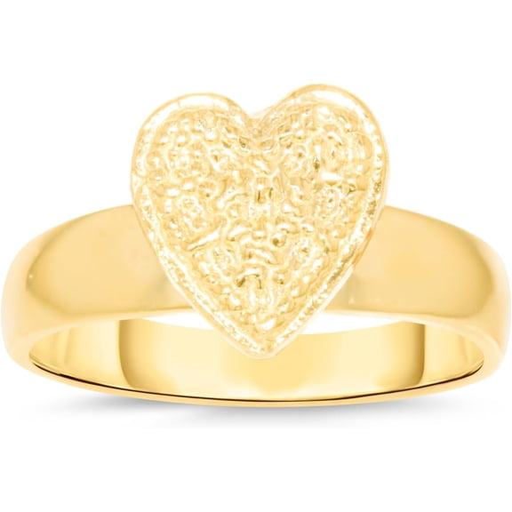 Floreo 10k Yellow Gold 10mm Elevated Nugget Heart Filigree Ring