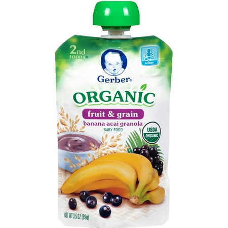 Gerber Organic 2nd Foods Fruit & Grain Banana Acai Granola Baby Food, 3 ...