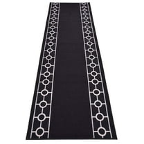 Extra-Long Low Pile Runner Rug Skid Resistant Backing Rug Runner Bordered Geometric Abstract Design Cut to Size Roll Runner Rugs - 13 Feet x 32 Inch