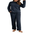 thumbnail image 2 of Peluche de Femmes de Couleur Unie à Manches Longues et Pantalons Pyjamas Ensembles Hiver Chaud Femmes Cadeau, 2 of 7