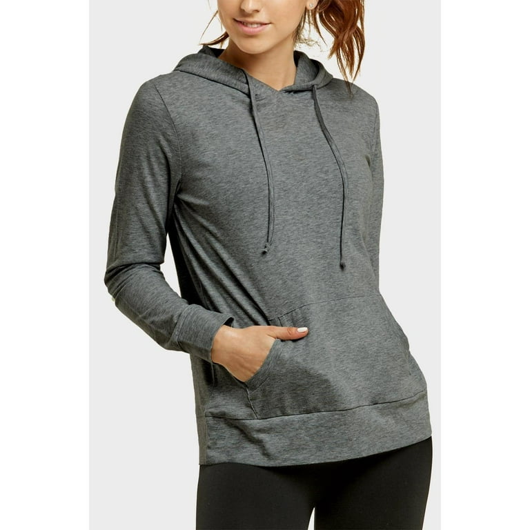 Sofra Womens Thin Cotton Pullover Hoodie Sweater Charcoal Hoodie Size Medium