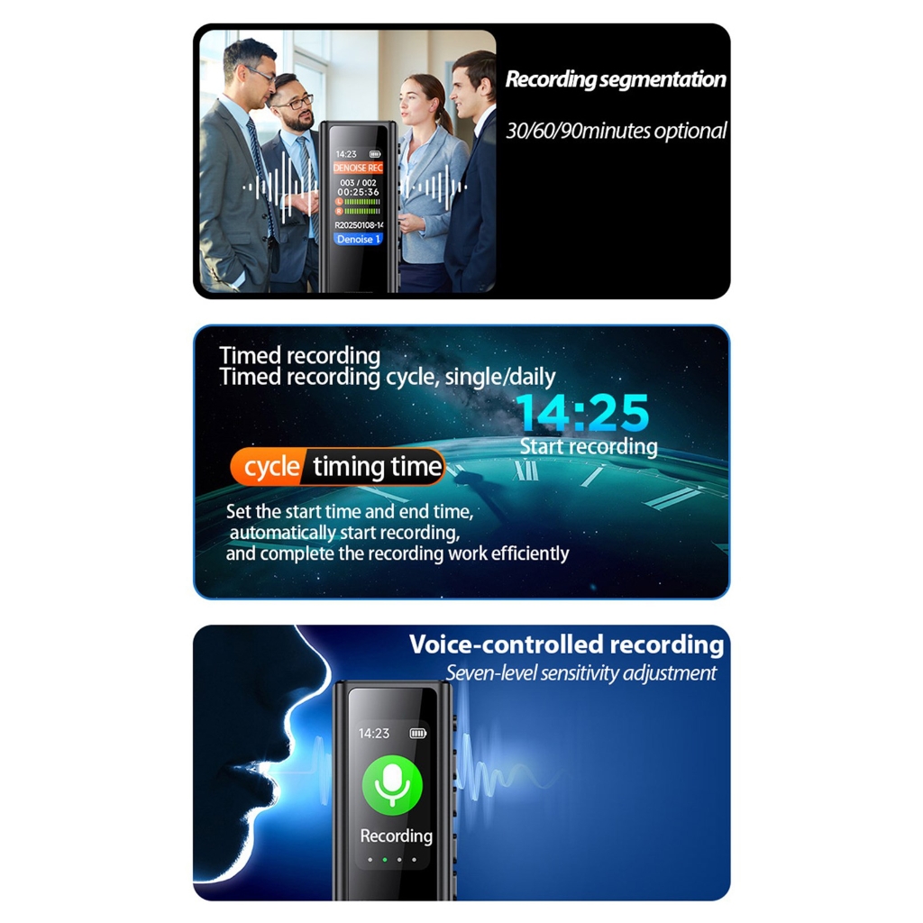 Zeiwohndc USB Pocket Voice Activated Recorder MP3 Music Player Noise Cancellation