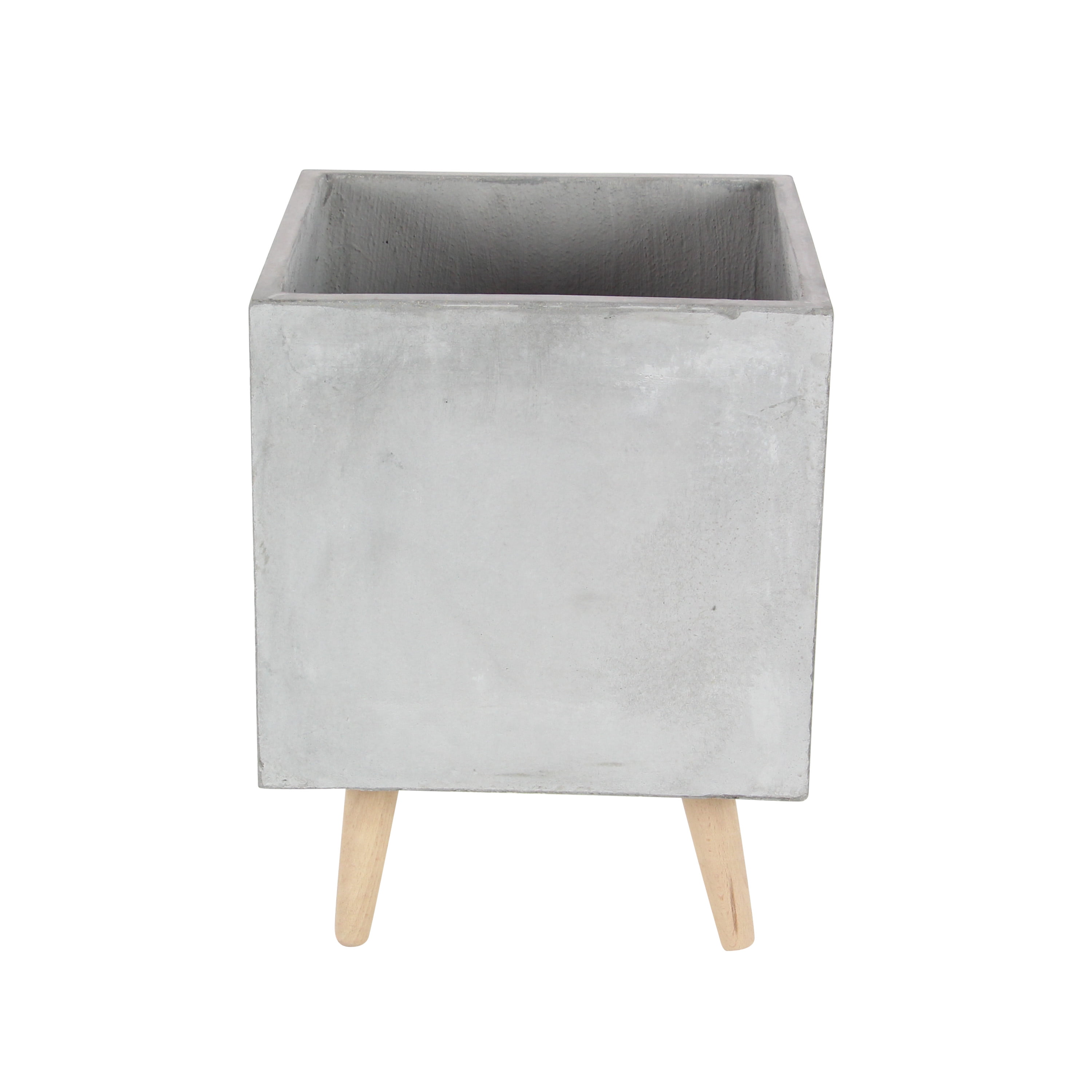 DecMode Fiber Contemporary Clay Planter, Grey, Set of 2