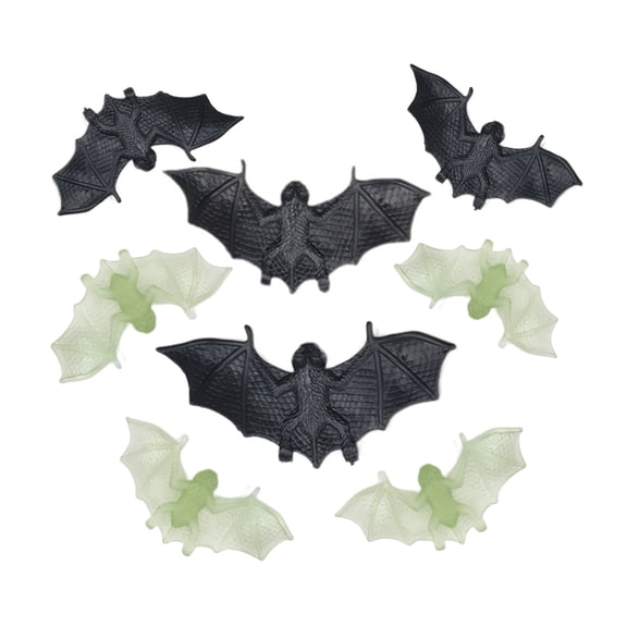 D-GROEE 50Pcs Halloween 3D Bat Decorations - Realistic Plastic Scary Black Luminous Bat Home Decor Hallowmas Party Supplies