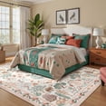 thumbnail image 3 of SUNDEREY 5'x7' Floral Washable Rugs, Boho Area Rug for Living Room, Soft Large Bedroom Rug 5x7ft Under Bed, Flower Non Slip Ultra Thin Carpet for Dining Room Nursery Office, Beige, 3 of 8