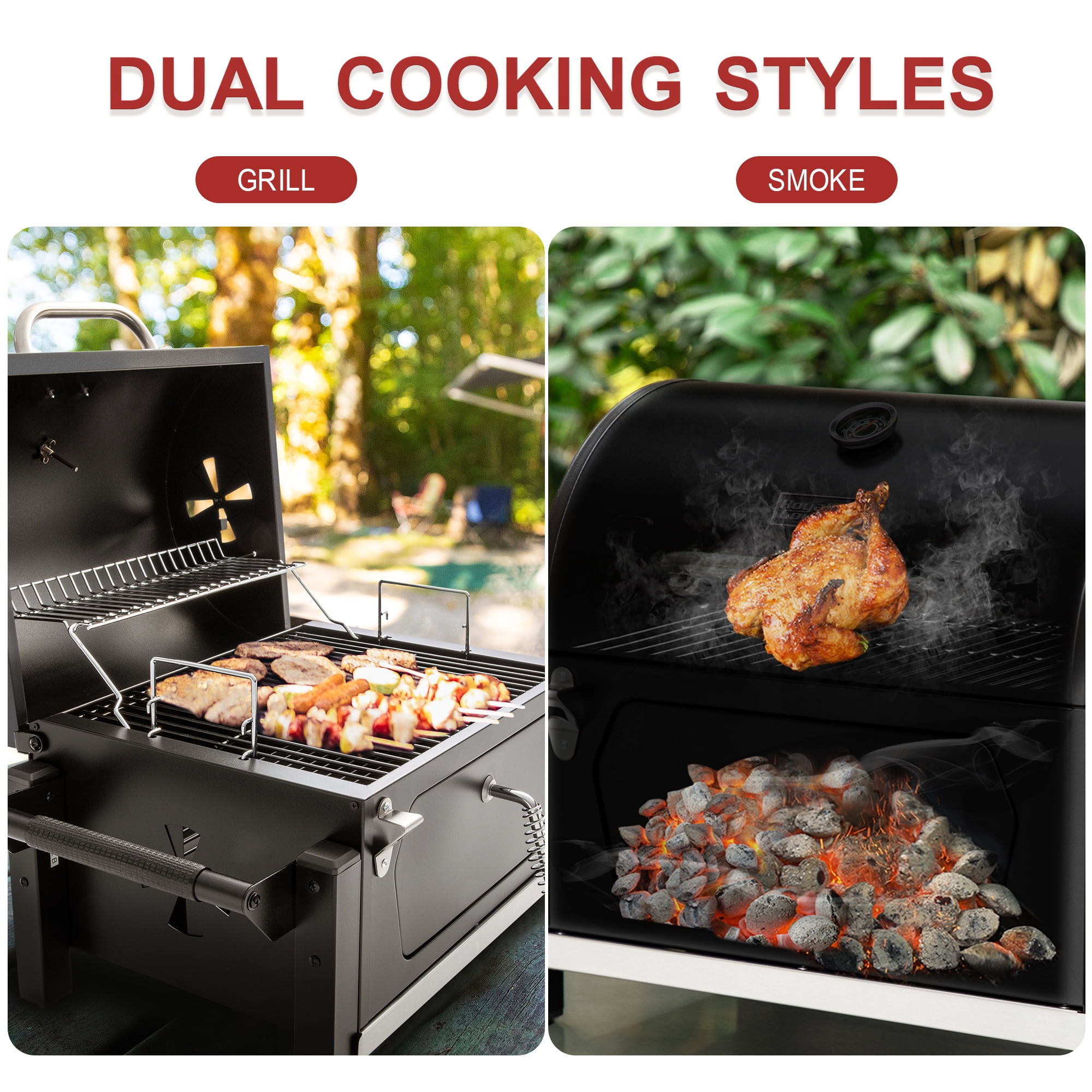 Royal Gourmet CD1519 Portable Charcoal Grill with Two Side Handles