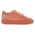 thumbnail image 2 of Puma Basket Classic Velour Infant/Toddler Shoes Size 7, Color: Dessert Flower/Metallic Gold, 2 of 5