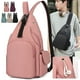 thumbnail image 1 of Bolsa de pecho para hombres y mujeres • Bandolera de nylon cruzada • Bolsa de hombro multifuncional 3 en 1 • 14,56x8,26x3,94 pulgadas • Rosa, verde, caqui, 1 of 6