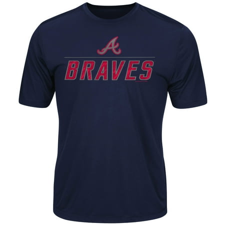 Atlanta Braves Applique - Men's Majestic Navy Atlanta Braves Big Athletic TX3 Cool Fabric T-Shirt