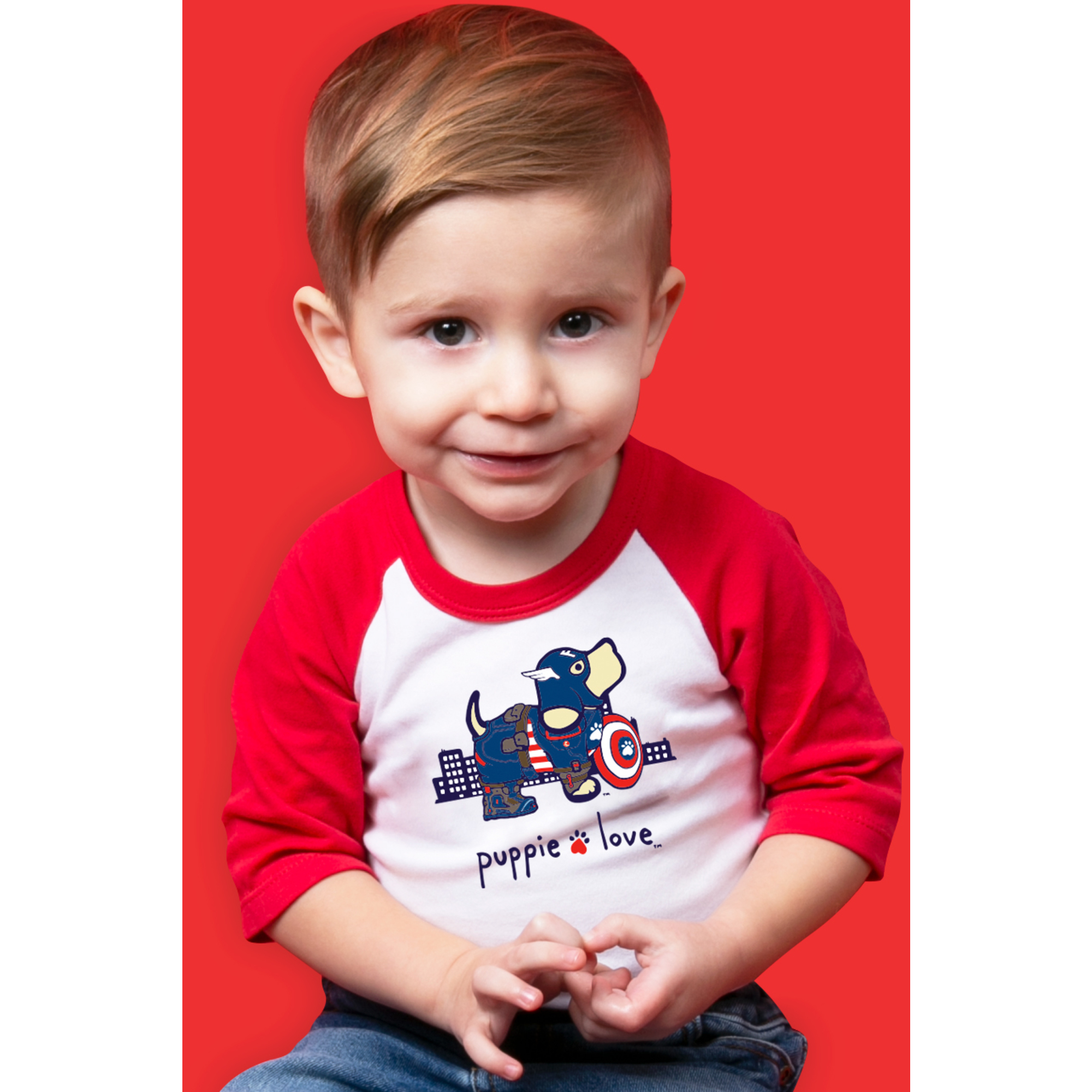 SuperHero - 12-24 Months 3/4 Length Red Sleeve Onesie