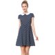 thumbnail image 1 of Disfraz de Halloween Allegra K para Mujer vestido de Lunares con cuello Peter Pan Azul M, 1 of 5