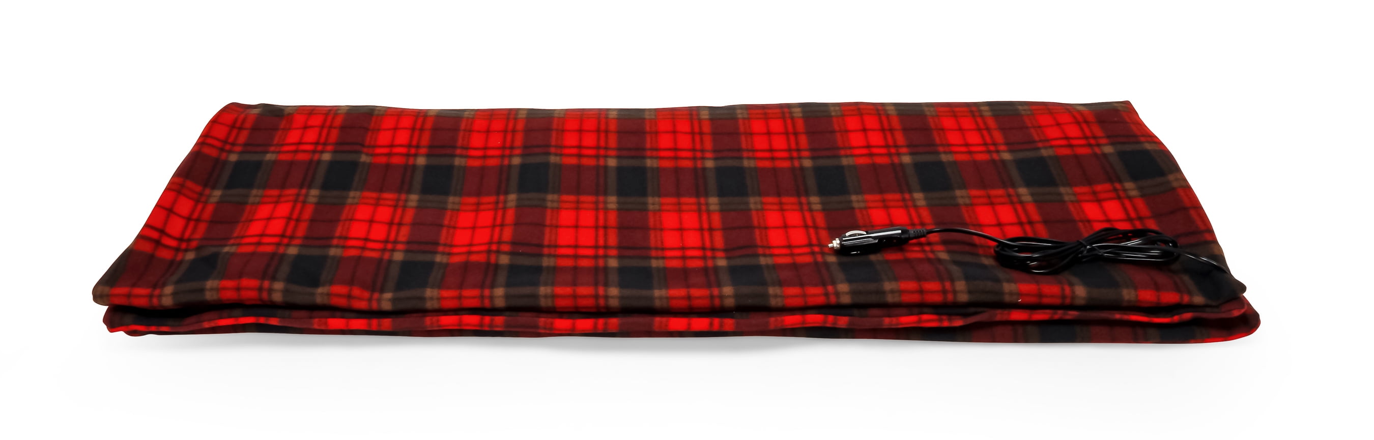 Camco Heated Blanket for Camping and Traveling, 100% Polar Fleece, Red/Black Plaid (42804)