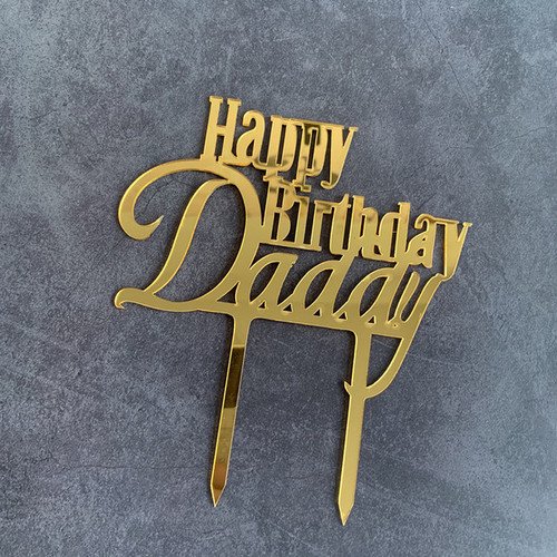 Adornos dorados para tarta, fiesta del Día del Padre, acrílico negro
