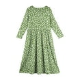 thumbnail image 3 of Inglocry Girls Maxi Dress Long Sleeve Round Neck Casual Holiday Dress with Pockets for 5-14 Years Summer Dresses For Teens Green 7-8Y, 3 of 4