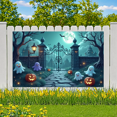 thumbnail image 4 of Halloween Theme Decorative Banner Spooky Atmosphere Jack o Lanterns Gate Design for Outdoor Decorating Holiday Party Night, 4 of 5