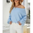 thumbnail image 3 of Fuzzy Texture Raglan Sweater Light Blue Small, 3 of 4