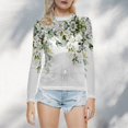 thumbnail image 4 of Gibobby Blusas Manga Larga Mujer Blusa de manga larga con cuello redondo a la moda de verano para mujer, camisa estampada superior semitransparente, camisa inferior（Beige， XXXXXL), 4 of 4