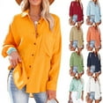 thumbnail image 5 of KunMing Women's Muslin Long-Sleeved Shirt, Cotton Casual Tops, 5 of 6