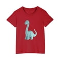 thumbnail image 3 of Odeerbi Kids Boys Girls T-shirt Dinosaur Print Short Sleeve Cotton Tee Tops Kids Fashion Cute Round Neck Cartoon Print Tees Red, 3 of 5