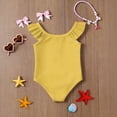 thumbnail image 6 of Abcomgle Toddler Girl Swimsuit 4t Solid One Piece Little Girls Swimsuit Ruffled Stretchy Girls Bathing Suit, 6 of 7