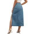 thumbnail image 3 of INSPIRE CHIC Women's Skirt Jean High Waist A-Line Thigh Split Midi Denim Skirt S Blue, 3 of 6