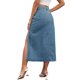 thumbnail image 3 of Falda de mezclilla de mujer INSPIRE CHIC, cintura alta, corte en A, abertura hasta el muslo, longitud midi, 2XL, azul, 3 of 6