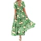 thumbnail image 5 of Puntoco Falda De Encaje De Pastel De Moda Casual Para Mujer Vestido De Cuello Redondo De Manga Corta Estampado Vestido De Cuello Redondo De Manga Corta Verde S,Regalos Para Mujer Joven, 5 of 6
