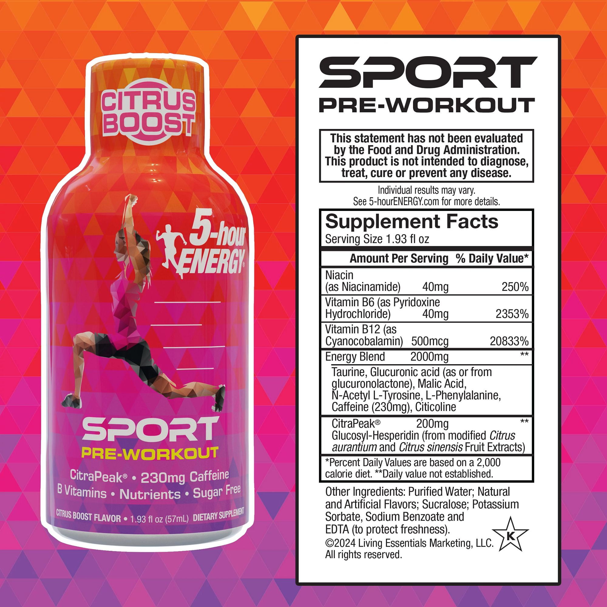 5-Hour Energy Pre-Workout Shot, Sport Citrus Boost Flavor, 6 Count