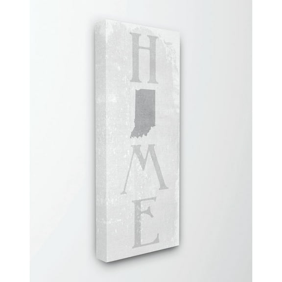 Stupell Industries Indiana Home State Map Grey Textured Word Design Canvas Wall Art by Daphne Polselli