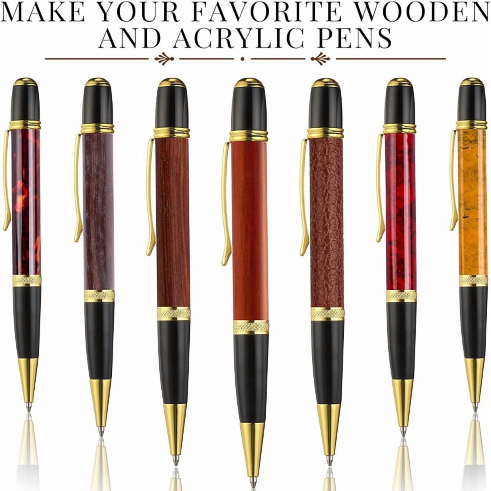 12-Pack Wooden Pen Set, Rotating Ballpoint Pen Set with Replacement Copper Turntable, DIY Classroom Supplies C