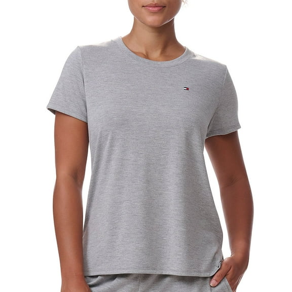 Tommy Hilfiger Women's Short-Sleeve Crewneck Sleep Tee - Heather Grey, Size Large