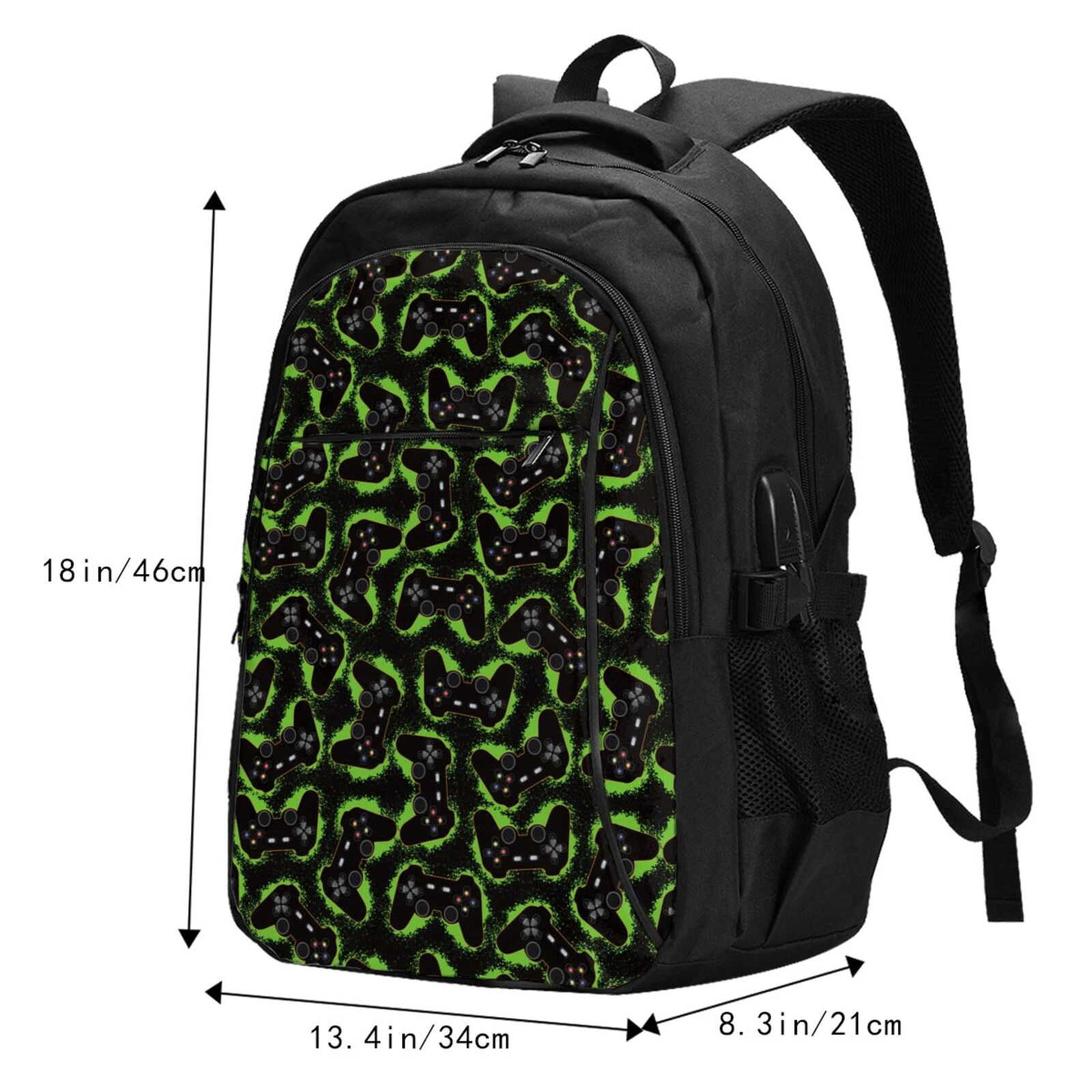 Vsdgher Cool Gamepad Print Travel Laptop Backpack, Laptops Backpack with USB Charging Port, Water Resistant Computer Bag Gift for Men & Women
