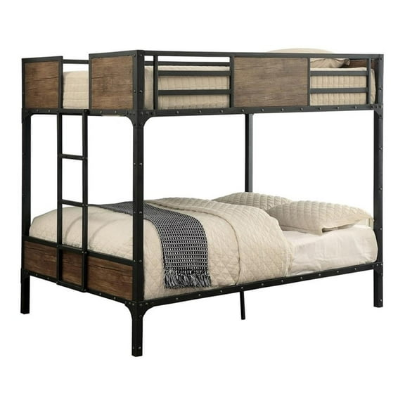 Furniture of America Baron Metal Full over Full Bunk Bed in Black