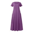 thumbnail image 4 of Gspmoly Robes d'Été, Robe Longue d'Été pour Femmes à Manches Courtes, Couleur Unie, Douce et Confortable, Robes d'Été pour Femmes en Liquidation, 4 of 6