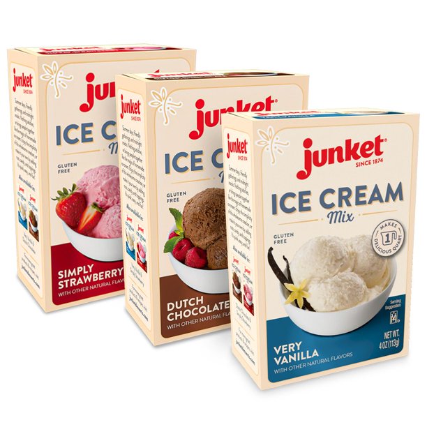 Junket Ice Cream Powder Mix Bundle includes Vanilla, Chocolate, and