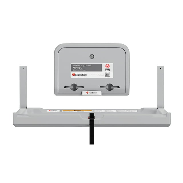 Elements Wall Mounted Baby Changing Station with Changing Table Liner Dispenser, Cool Gray