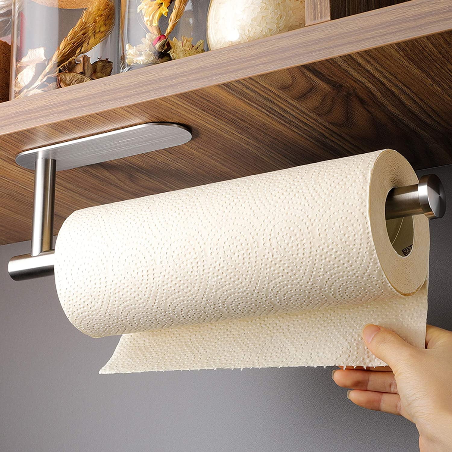 Kitchen Paper Towel Holder Wooden 2 Piece Stick Paper Roll Stand Rack 30cm