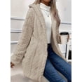 thumbnail image 6 of Womens Winter Fleece Hooded Jackets Graphic Fuzzy Warm Coat Cardigan Jacket Side Split Fall Outerwear Apricot Color L, 6 of 9