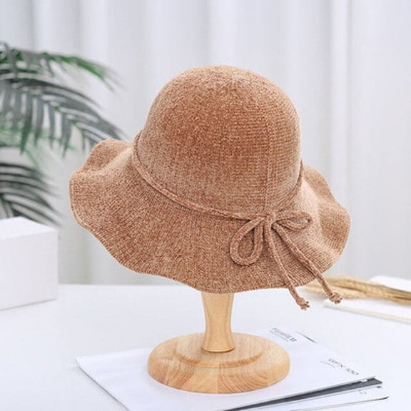 CoCopeaunt Ladies’Hats Spring and Autumn New Chenille Knit Fisherman’S Cap Pure Color Simple Octagonal Basin Cap Foldable Visor