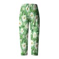 thumbnail image 5 of MIUOWANP Plus Size Women's Cropped Pants Elastic Waist Floral Print Breathable Sports Pants Size L(8)Green, 5 of 5