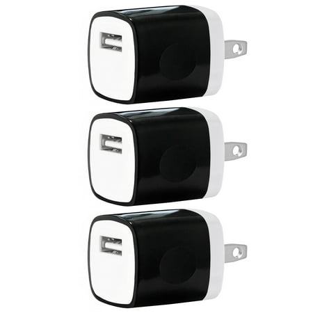 USB Wall Charger, Power Adapter, FREEDOMTECH (3-Pack) 1Amp USB Port Quick Charger Plug Cube for iPhone 7/6S/6S Plus/6 Plus/6/5S/5, Samsung Galaxy S7/S6/S5 Edge, LG, HTC, Huawei, Moto, Kindle, Android