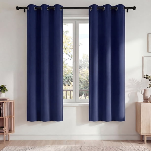 Blackout Blackout Cortinas, Juego de Cortinas de 2 Piezas para Recámara y Sala de Estar 42x72 Pulgadas, Cortinas Térmicas Aislantes Que Oscurecen la Habitación con Ojales, Reducción de Ruido y Bloque