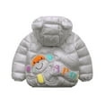 thumbnail image 2 of dmqupv Toddler Winter Coats for Girls 2t Toddler Boys Girls Winter Windproof Cartoon Monkey Prints Bear Ears Hooded Coat Grey 2-3 Years, 2 of 4
