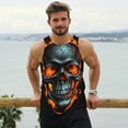 thumbnail image 6 of Pofeuu Flame Metal Skull Print Men's Workout Tank Tops Sleeveless Muscle Gym Shirt Quick Dry-4X-Large, 6 of 7