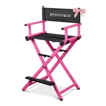 Byootique 28" Height Tall Director Chair Folding Artist Makeup Beauty Salon Pink